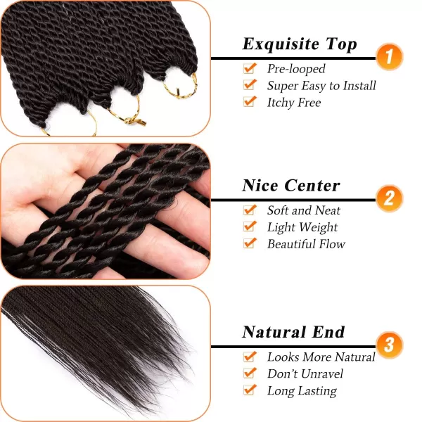 NAYOO Senegalese Twist Crochet Hair - 8 Packs 18 Inch Crochet Hair For Black Women, 35 Strands/Pack Small Twist Crochet Hair Hot Water Setting, Crochet Braids Hair with Natural End