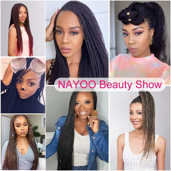 NAYOO Senegalese Twist Crochet Hair - 8 Packs 18 Inch Crochet Hair For Black Women, 35 Strands/Pack Small Twist Crochet Hair Hot Water Setting, Crochet Braids Hair with Natural End