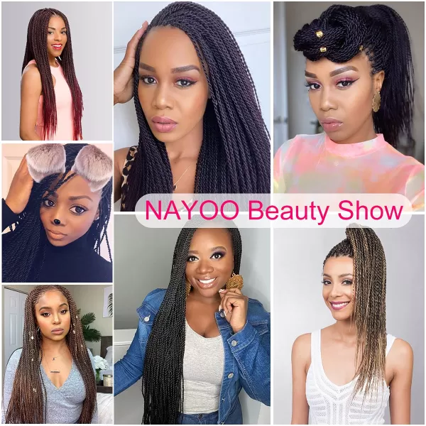 NAYOO Senegalese Twist Crochet Hair - 8 Packs 18 Inch Crochet Hair For Black Women, 35 Strands/Pack Small Twist Crochet Hair Hot Water Setting, Crochet Braids Hair with Natural End