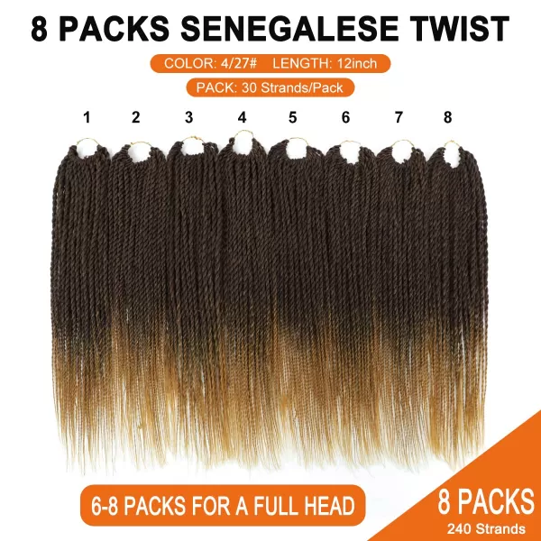 NAYOO Senegalese Twist Crochet Hair - 8 Packs 18 Inch Crochet Hair For Black Women, 35 Strands/Pack Small Twist Crochet Hair Hot Water Setting, Crochet Braids Hair with Natural End