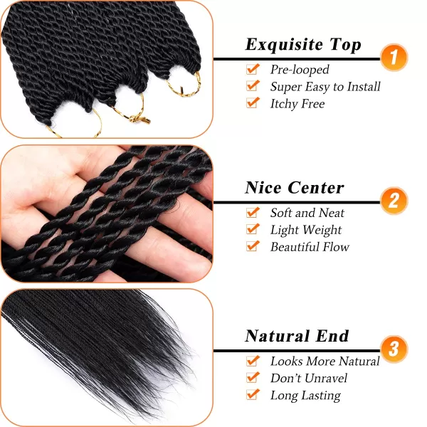 NAYOO Senegalese Twist Crochet Hair - 8 Packs 18 Inch Crochet Hair For Black Women, 35 Strands/Pack Small Twist Crochet Hair Hot Water Setting, Crochet Braids Hair with Natural End