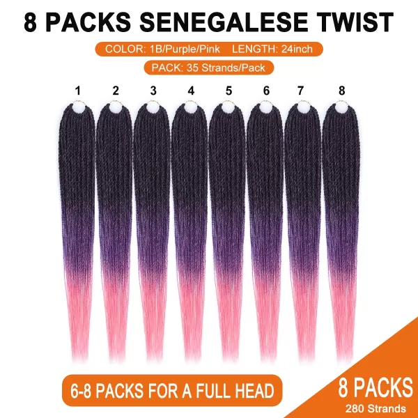 NAYOO Senegalese Twist Crochet Hair - 8 Packs 18 Inch Crochet Hair For Black Women, 35 Strands/Pack Small Twist Crochet Hair Hot Water Setting, Crochet Braids Hair with Natural End