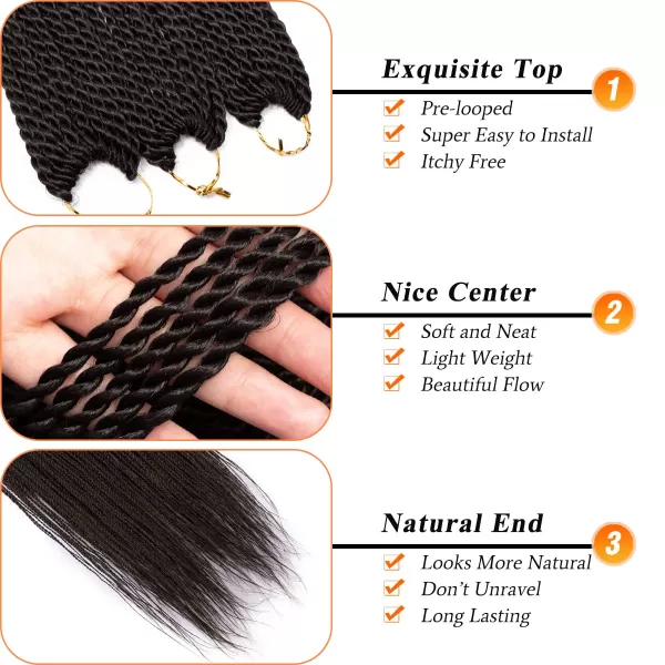 NAYOO Senegalese Twist Crochet Hair - 8 Packs 18 Inch Crochet Hair For Black Women, 35 Strands/Pack Small Twist Crochet Hair Hot Water Setting, Crochet Braids Hair with Natural End