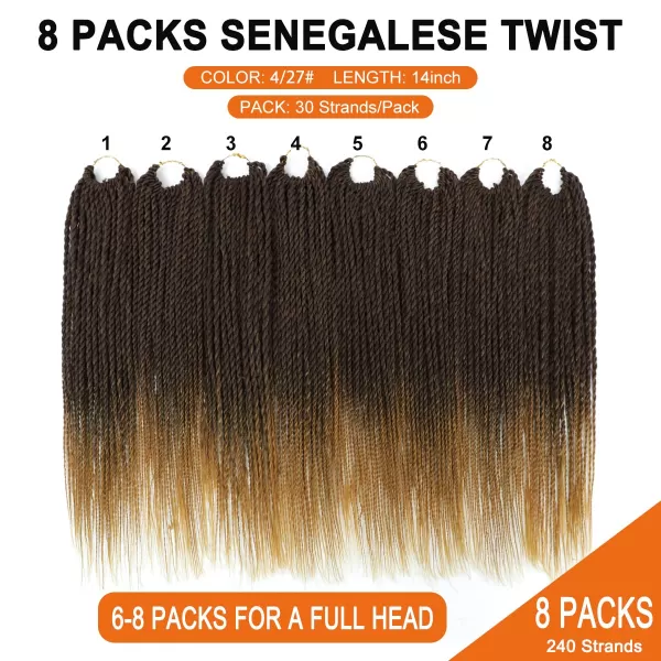 NAYOO Senegalese Twist Crochet Hair - 8 Packs 18 Inch Crochet Hair For Black Women, 35 Strands/Pack Small Twist Crochet Hair Hot Water Setting, Crochet Braids Hair with Natural End