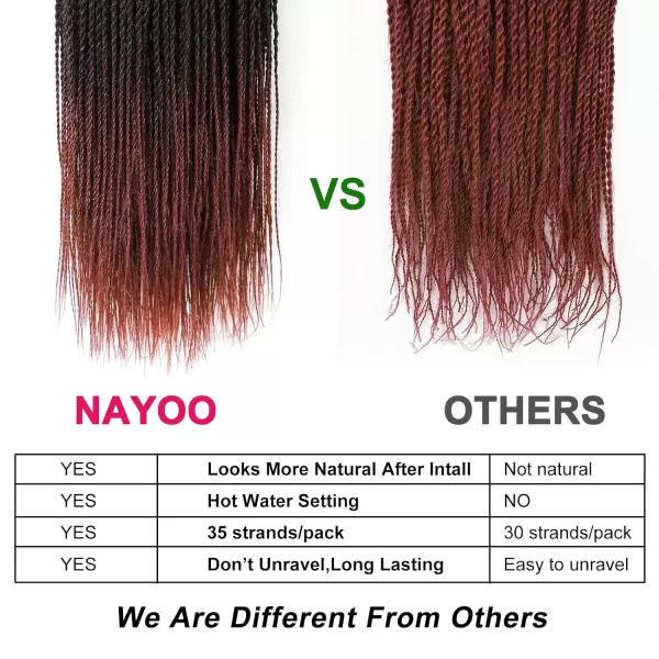 NAYOO Senegalese Twist Crochet Hair - 8 Packs 18 Inch Crochet Hair For Black Women, 35 Strands/Pack Small Twist Crochet Hair Hot Water Setting, Crochet Braids Hair with Natural End