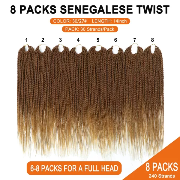 NAYOO Senegalese Twist Crochet Hair - 8 Packs 18 Inch Crochet Hair For Black Women, 35 Strands/Pack Small Twist Crochet Hair Hot Water Setting, Crochet Braids Hair with Natural End