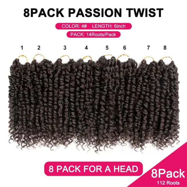 Passion Twist Hair - 8 Packs 12 Inch Passion Twist Crochet Hair For Women, Crochet Pretwisted Curly Hair Passion Twists Synthetic Braiding Hair Extensions 