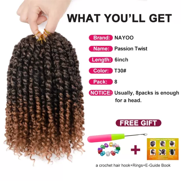 Passion Twist Hair - 8 Packs 12 Inch Passion Twist Crochet Hair For Women, Crochet Pretwisted Curly Hair Passion Twists Synthetic Braiding Hair Extensions 