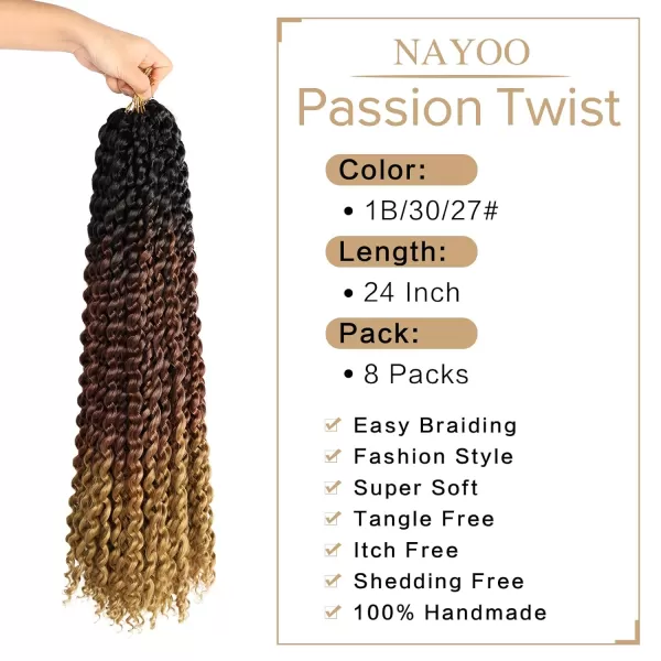 Passion Twist Hair - 8 Packs 12 Inch Passion Twist Crochet Hair For Women, Crochet Pretwisted Curly Hair Passion Twists Synthetic Braiding Hair Extensions 