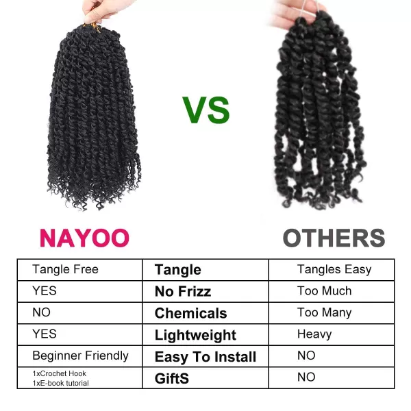 Passion Twist Hair - 8 Packs 12 Inch Passion Twist Crochet Hair For Women, Crochet Pretwisted Curly Hair Passion Twists Synthetic Braiding Hair Extensions 