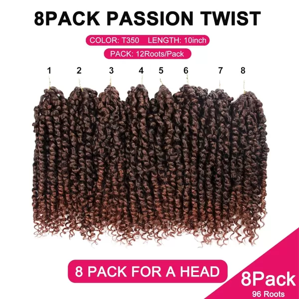 Passion Twist Hair - 8 Packs 12 Inch Passion Twist Crochet Hair For Women, Crochet Pretwisted Curly Hair Passion Twists Synthetic Braiding Hair Extensions 