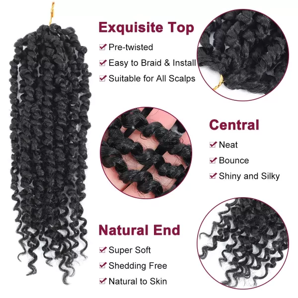 Passion Twist Hair - 8 Packs 12 Inch Passion Twist Crochet Hair For Women, Crochet Pretwisted Curly Hair Passion Twists Synthetic Braiding Hair Extensions 