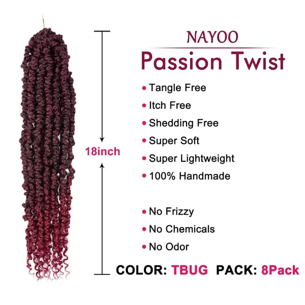 Passion Twist Hair - 8 Packs 12 Inch Passion Twist Crochet Hair For Women, Crochet Pretwisted Curly Hair Passion Twists Synthetic Braiding Hair Extensions 