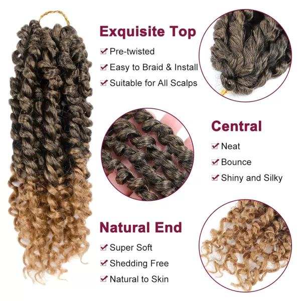 Passion Twist Hair - 8 Packs 12 Inch Passion Twist Crochet Hair For Women, Crochet Pretwisted Curly Hair Passion Twists Synthetic Braiding Hair Extensions 