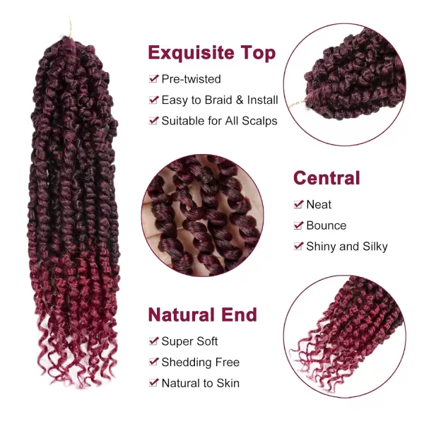 Passion Twist Hair - 8 Packs 12 Inch Passion Twist Crochet Hair For Women, Crochet Pretwisted Curly Hair Passion Twists Synthetic Braiding Hair Extensions 