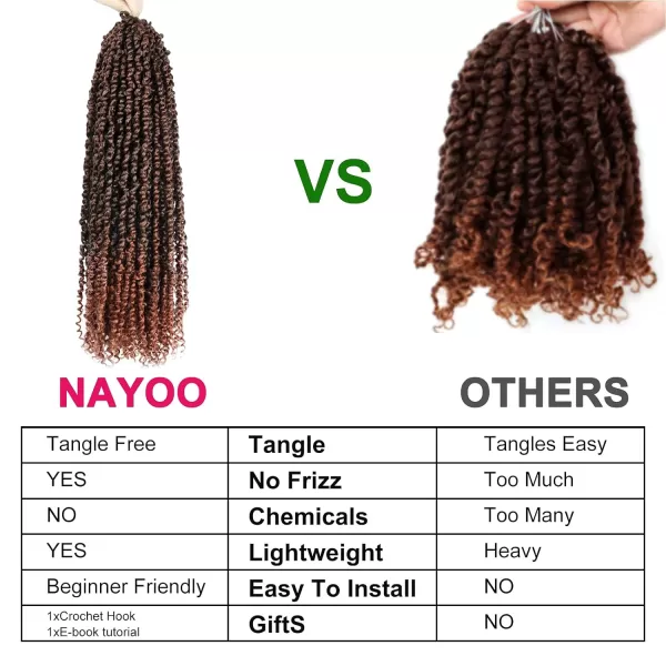 Passion Twist Hair - 8 Packs 12 Inch Passion Twist Crochet Hair For Women, Crochet Pretwisted Curly Hair Passion Twists Synthetic Braiding Hair Extensions 