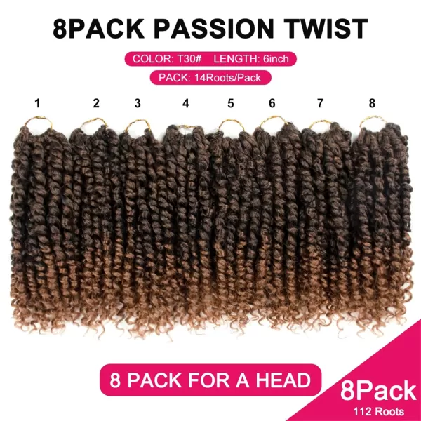 Passion Twist Hair - 8 Packs 12 Inch Passion Twist Crochet Hair For Women, Crochet Pretwisted Curly Hair Passion Twists Synthetic Braiding Hair Extensions 