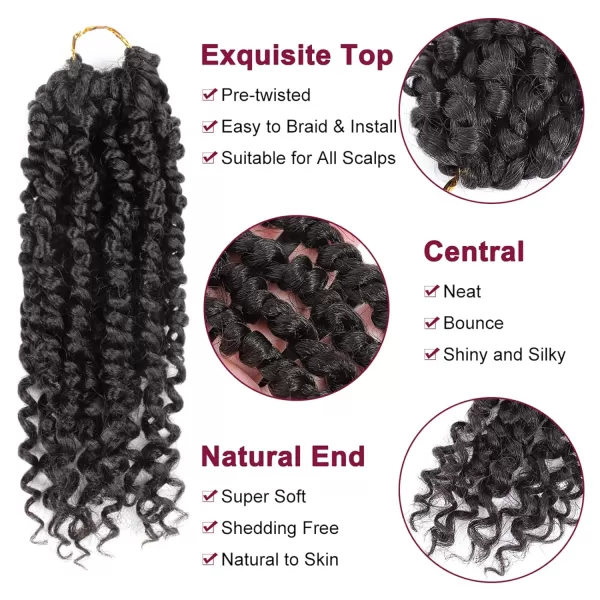 Passion Twist Hair - 8 Packs 12 Inch Passion Twist Crochet Hair For Women, Crochet Pretwisted Curly Hair Passion Twists Synthetic Braiding Hair Extensions 