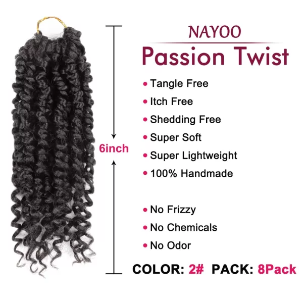 Passion Twist Hair - 8 Packs 12 Inch Passion Twist Crochet Hair For Women, Crochet Pretwisted Curly Hair Passion Twists Synthetic Braiding Hair Extensions 