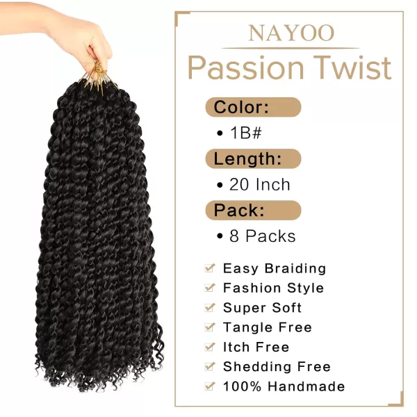 Passion Twist Hair - 8 Packs 12 Inch Passion Twist Crochet Hair For Women, Crochet Pretwisted Curly Hair Passion Twists Synthetic Braiding Hair Extensions 