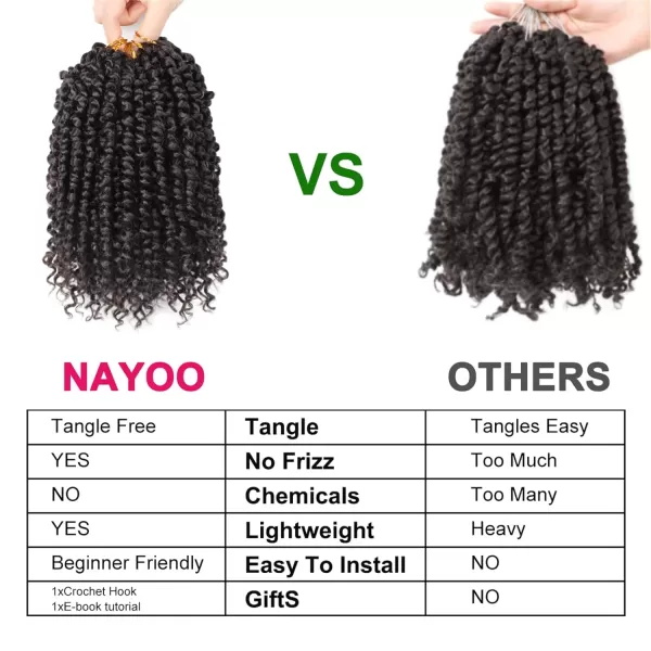 Passion Twist Hair - 8 Packs 12 Inch Passion Twist Crochet Hair For Women, Crochet Pretwisted Curly Hair Passion Twists Synthetic Braiding Hair Extensions 