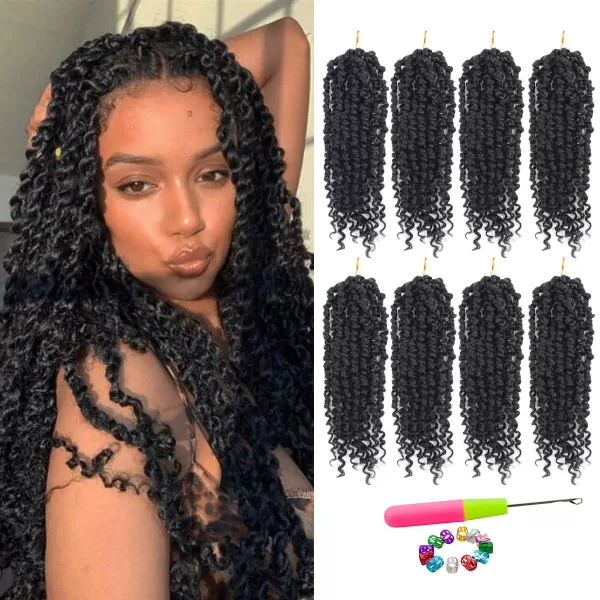 Passion Twist Hair - 8 Packs 12 Inch Passion Twist Crochet Hair For Women, Crochet Pretwisted Curly Hair Passion Twists Synthetic Braiding Hair Extensions 