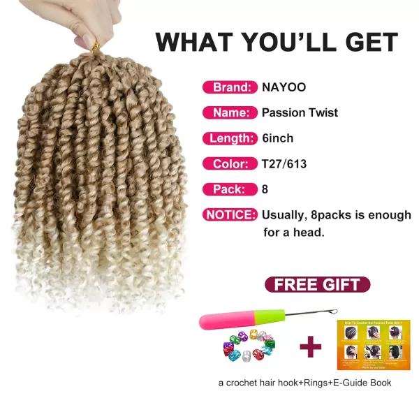 Passion Twist Hair - 8 Packs 12 Inch Passion Twist Crochet Hair For Women, Crochet Pretwisted Curly Hair Passion Twists Synthetic Braiding Hair Extensions 