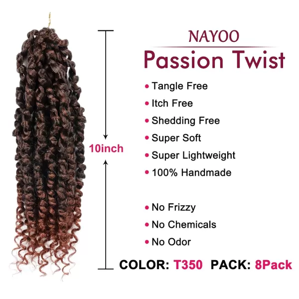 Passion Twist Hair - 8 Packs 12 Inch Passion Twist Crochet Hair For Women, Crochet Pretwisted Curly Hair Passion Twists Synthetic Braiding Hair Extensions 