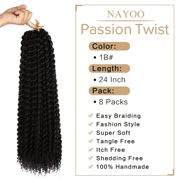 Passion Twist Hair - 8 Packs 12 Inch Passion Twist Crochet Hair For Women, Crochet Pretwisted Curly Hair Passion Twists Synthetic Braiding Hair Extensions 