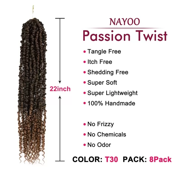 Passion Twist Hair - 8 Packs 12 Inch Passion Twist Crochet Hair For Women, Crochet Pretwisted Curly Hair Passion Twists Synthetic Braiding Hair Extensions 