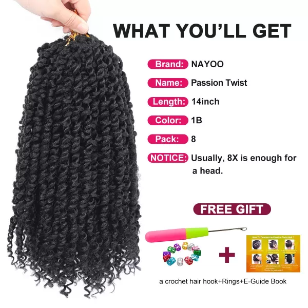 Passion Twist Hair - 8 Packs 12 Inch Passion Twist Crochet Hair For Women, Crochet Pretwisted Curly Hair Passion Twists Synthetic Braiding Hair Extensions 