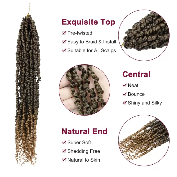 Passion Twist Hair - 8 Packs 12 Inch Passion Twist Crochet Hair For Women, Crochet Pretwisted Curly Hair Passion Twists Synthetic Braiding Hair Extensions 
