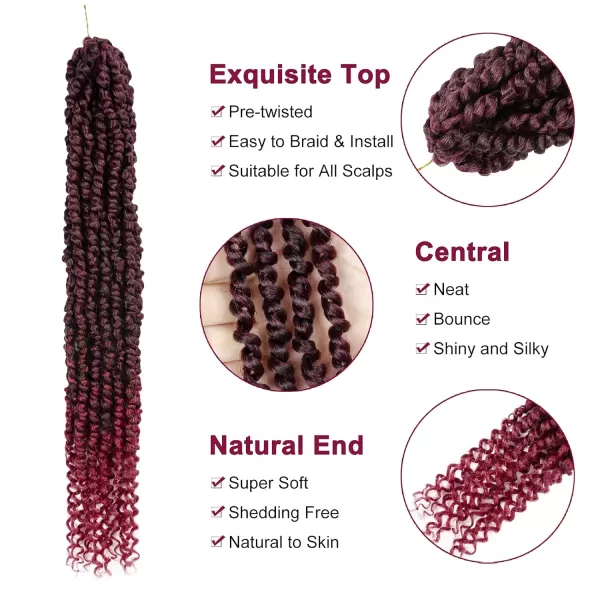 Passion Twist Hair - 8 Packs 12 Inch Passion Twist Crochet Hair For Women, Crochet Pretwisted Curly Hair Passion Twists Synthetic Braiding Hair Extensions 