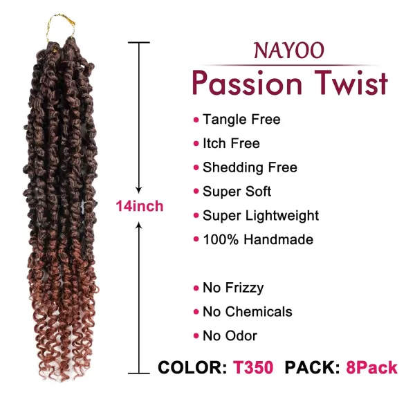 Passion Twist Hair - 8 Packs 12 Inch Passion Twist Crochet Hair For Women, Crochet Pretwisted Curly Hair Passion Twists Synthetic Braiding Hair Extensions 