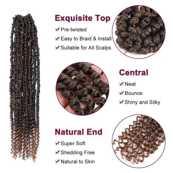 Passion Twist Hair - 8 Packs 12 Inch Passion Twist Crochet Hair For Women, Crochet Pretwisted Curly Hair Passion Twists Synthetic Braiding Hair Extensions 