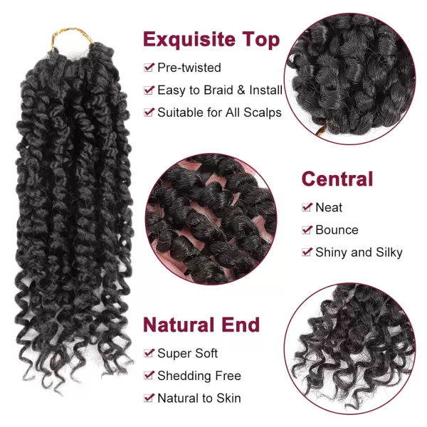 Passion Twist Hair - 8 Packs 12 Inch Passion Twist Crochet Hair For Women, Crochet Pretwisted Curly Hair Passion Twists Synthetic Braiding Hair Extensions 