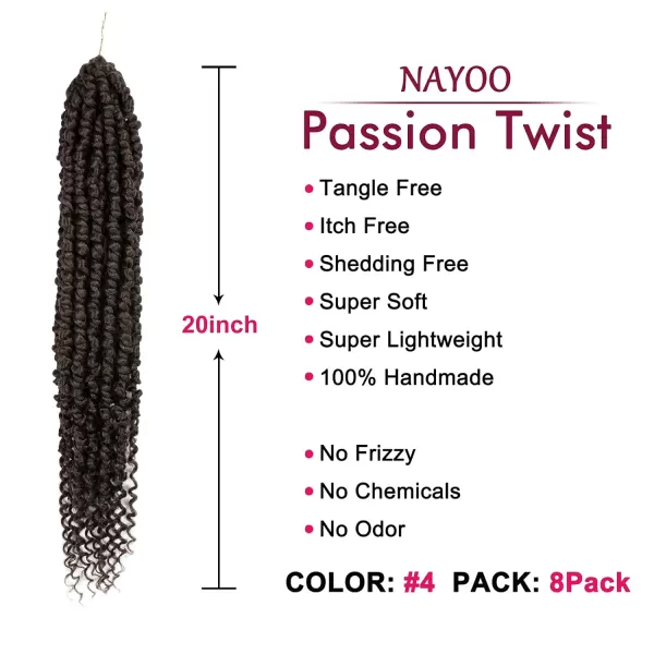 Passion Twist Hair - 8 Packs 12 Inch Passion Twist Crochet Hair For Women, Crochet Pretwisted Curly Hair Passion Twists Synthetic Braiding Hair Extensions 