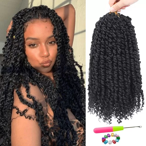 Passion Twist Hair - 8 Packs 12 Inch Passion Twist Crochet Hair For Women, Crochet Pretwisted Curly Hair Passion Twists Synthetic Braiding Hair Extensions 