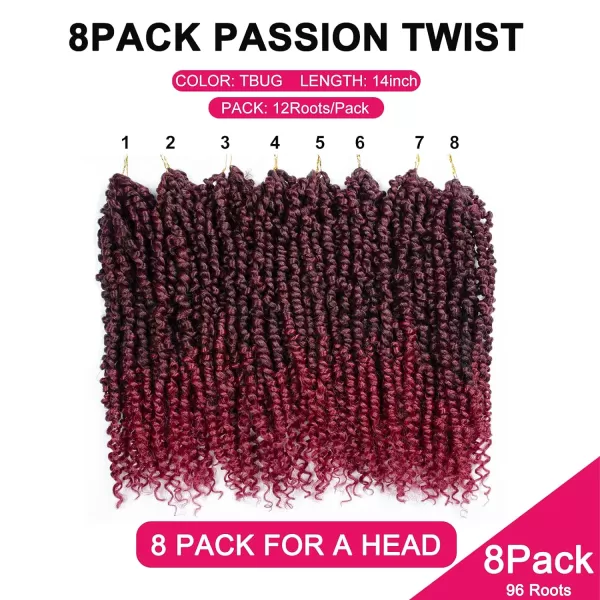 Passion Twist Hair - 8 Packs 12 Inch Passion Twist Crochet Hair For Women, Crochet Pretwisted Curly Hair Passion Twists Synthetic Braiding Hair Extensions 