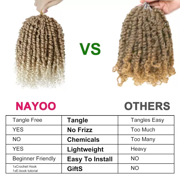 Passion Twist Hair - 8 Packs 12 Inch Passion Twist Crochet Hair For Women, Crochet Pretwisted Curly Hair Passion Twists Synthetic Braiding Hair Extensions 