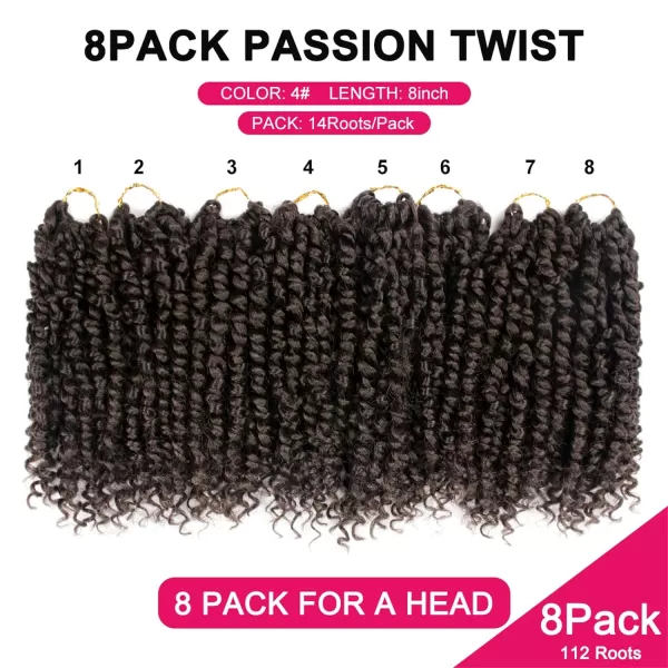 Passion Twist Hair - 8 Packs 12 Inch Passion Twist Crochet Hair For Women, Crochet Pretwisted Curly Hair Passion Twists Synthetic Braiding Hair Extensions 