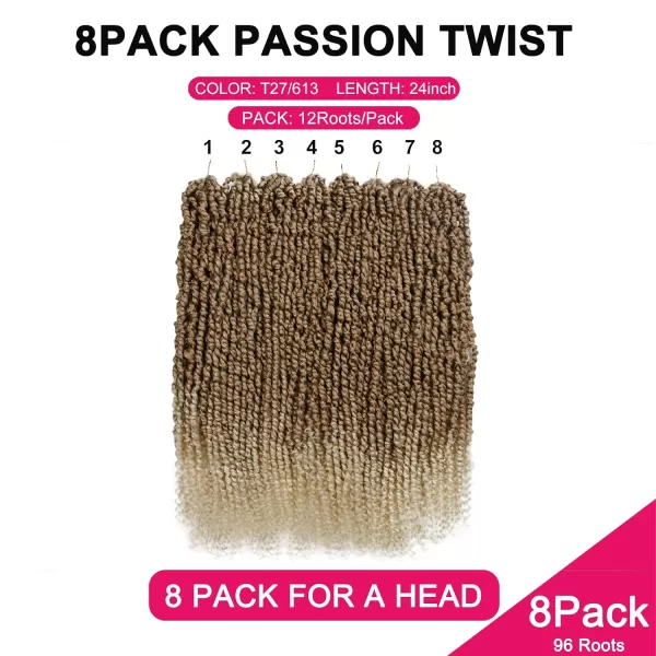 Passion Twist Hair - 8 Packs 12 Inch Passion Twist Crochet Hair For Women, Crochet Pretwisted Curly Hair Passion Twists Synthetic Braiding Hair Extensions 