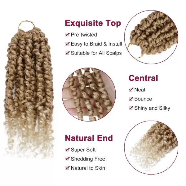Passion Twist Hair - 8 Packs 12 Inch Passion Twist Crochet Hair For Women, Crochet Pretwisted Curly Hair Passion Twists Synthetic Braiding Hair Extensions 