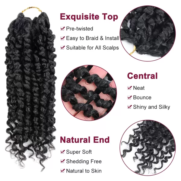 Passion Twist Hair - 8 Packs 12 Inch Passion Twist Crochet Hair For Women, Crochet Pretwisted Curly Hair Passion Twists Synthetic Braiding Hair Extensions 