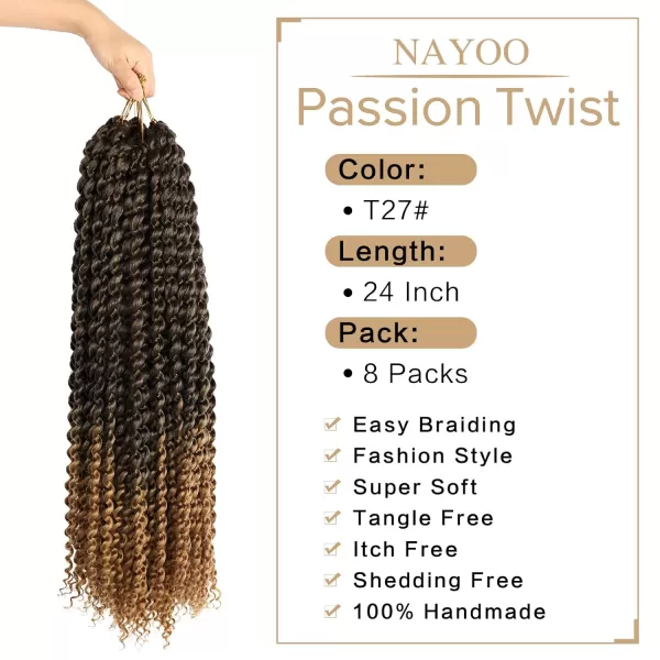 Passion Twist Hair - 8 Packs 12 Inch Passion Twist Crochet Hair For Women, Crochet Pretwisted Curly Hair Passion Twists Synthetic Braiding Hair Extensions 