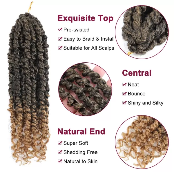 Passion Twist Hair - 8 Packs 12 Inch Passion Twist Crochet Hair For Women, Crochet Pretwisted Curly Hair Passion Twists Synthetic Braiding Hair Extensions 