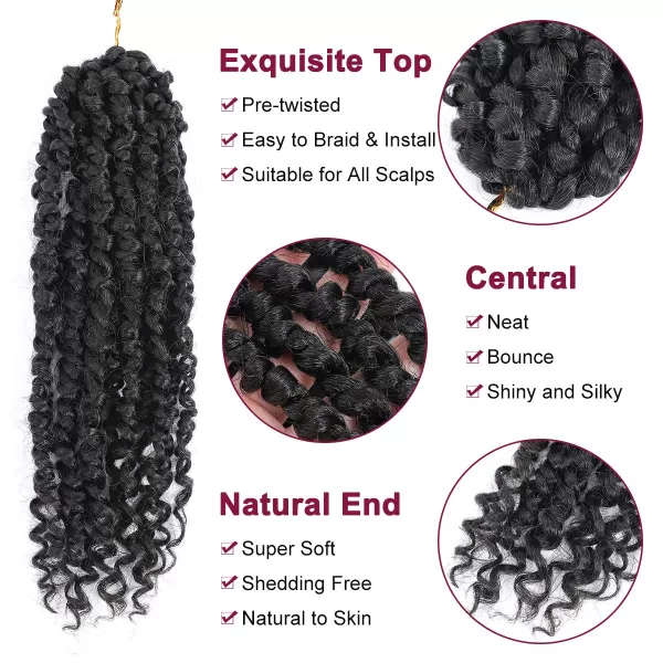 Passion Twist Hair - 8 Packs 12 Inch Passion Twist Crochet Hair For Women, Crochet Pretwisted Curly Hair Passion Twists Synthetic Braiding Hair Extensions 