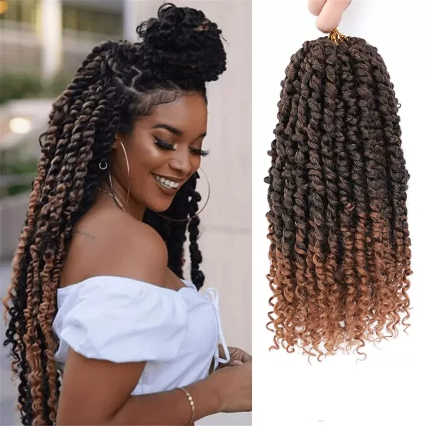 Passion Twist Hair - 8 Packs 12 Inch Passion Twist Crochet Hair For Women, Crochet Pretwisted Curly Hair Passion Twists Synthetic Braiding Hair Extensions 