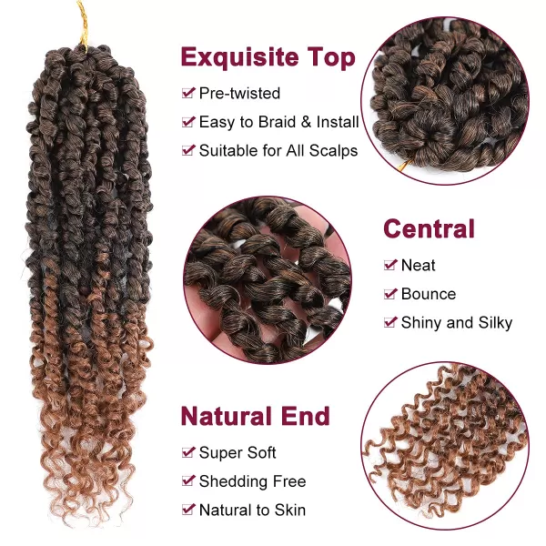 Passion Twist Hair - 8 Packs 12 Inch Passion Twist Crochet Hair For Women, Crochet Pretwisted Curly Hair Passion Twists Synthetic Braiding Hair Extensions 
