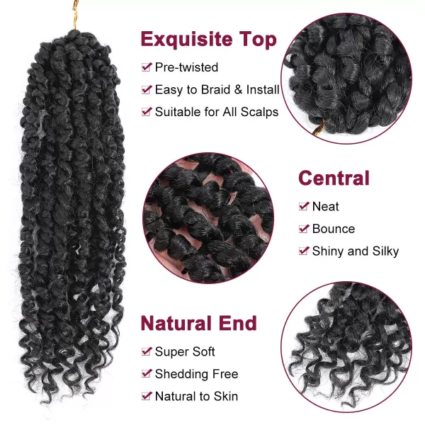 Passion Twist Hair - 8 Packs 12 Inch Passion Twist Crochet Hair For Women, Crochet Pretwisted Curly Hair Passion Twists Synthetic Braiding Hair Extensions 